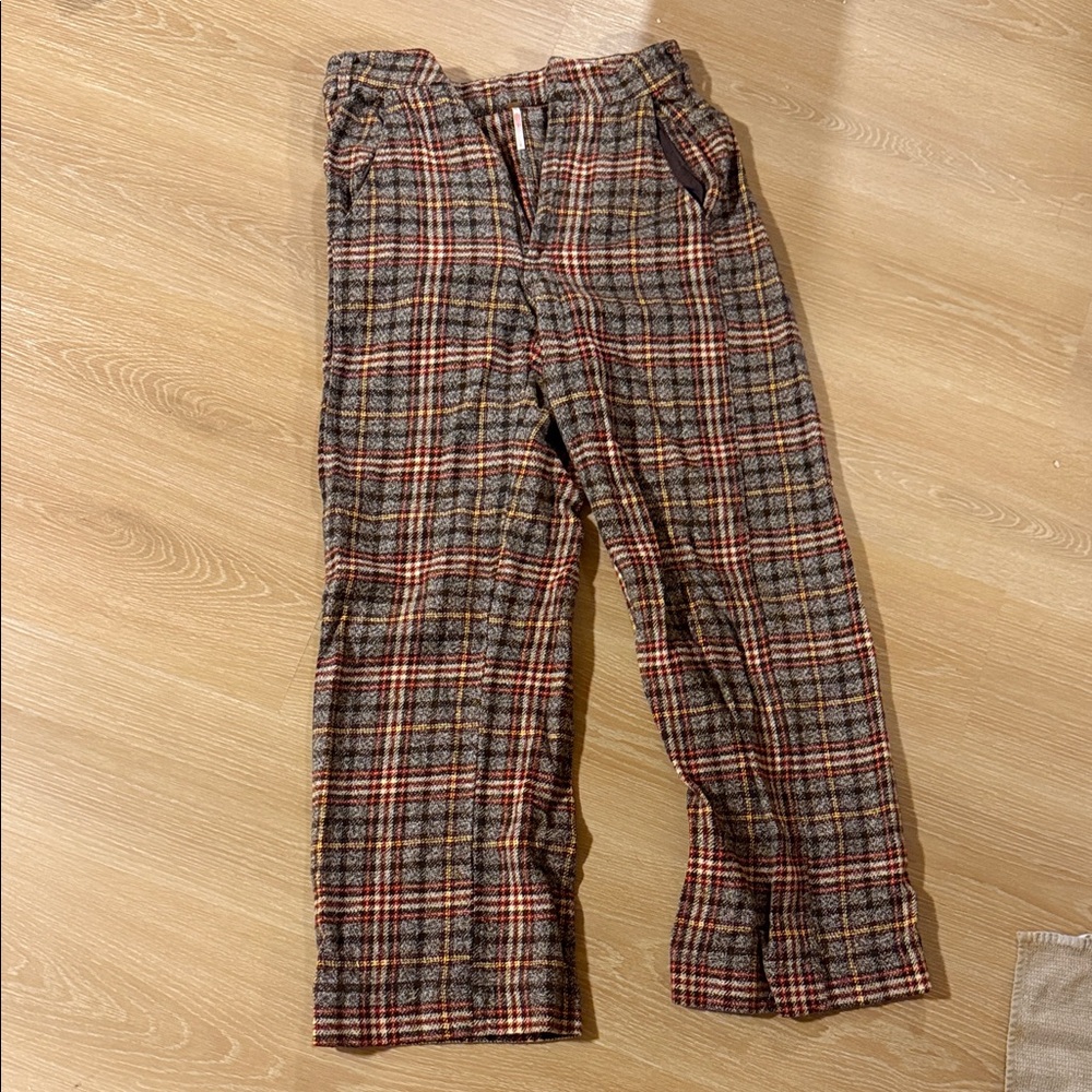 Free People Plaid Corduroy Pants - Brown and Red